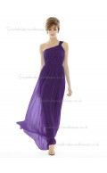 Majestic / Purple Chiffon Sleeveless Natural Shoulder Draped Floor-length One Column / Sheath Bridesmaid Dress