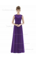 Majestic / Purple V-neck Ball Floor-length Sleeveless Natural Gown Draped Chiffon Bridesmaid Dress