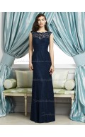 Midnight / Dark Navy Natural Lace Lace Bateau Mermaid Floor-length Sleeveless Bridesmaid Dress