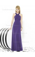 Regalia / Purple Mermaid Chiffon Floor-length V-neck Sleeveless Empire Ruched Bridesmaid Dress