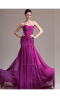 Fuchsia A-line Chiffon Sweep Empire Sweetheart Bridesmaid Dress
