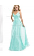 Jade Tulle V-neck Floor-length Empire A-line Bridesmaid Dress