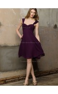 Grape Sweetheart Empire Column / Sheath Knee-length Chiffon Bridesmaid Dress