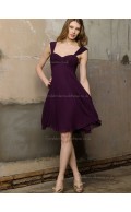 Grape Sweetheart Empire Column / Sheath Knee-length Chiffon Bridesmaid Dress