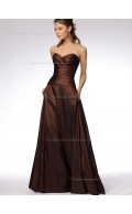 Chocolate Floor-length A-line Empire Sweetheart Satin Bridesmaid Dress