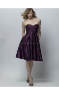 Grape Sweetheart Satin Empire Knee-length A-line Bridesmaid Dress