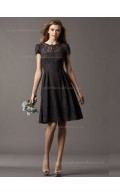 Black Lace A-line Bateau Natural Knee-length Bridesmaid Dress