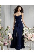 Dark Navy Floor-length Chiffon Empire Sweetheart A-line Bridesmaid Dress