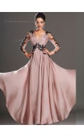 Blush V-neck Floor-length A-line Empire Chiffon Bridesmaid Dress