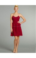 Red Empire Short-length Bateau Chiffon A-line Bridesmaid Dress