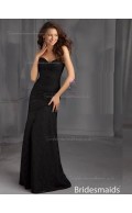 Black Column / Sheath Sweetheart Natural Satin Floor-length Bridesmaid Dress