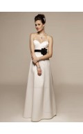 Champagne Sweetheart A-line Empire Floor-length Satin Bridesmaid Dress