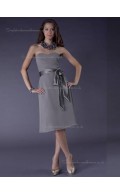 Gray Natural Knee-length Sweetheart A-line Chiffon Bridesmaid Dress