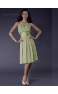 Green A-line Empire Chiffon Knee-length Scoop Bridesmaid Dress