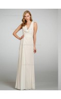 ivory Empire Floor-length Column / Sheath Chiffon V-neck Bridesmaid Dress