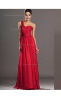 Red Chiffon Sweetheart Natural Sweep A-line Bridesmaid Dress
