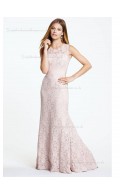 pink Floor-length Mermaid Lace Natural Scoop Bridesmaid Dress