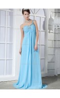 Blue Sweetheart Empire Chiffon Sweep A-line Bridesmaid Dress