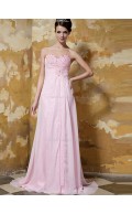 Pink Empire Sweetheart Sweep Chiffon A-line Bridesmaid Dress