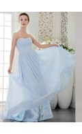 Sky Blue Chiffon Sweetheart Sweep Natural A-line Bridesmaid Dress