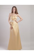 Gold Spaghetti Straps Mermaid Floor-length Satin Empire Bridesmaid Dress