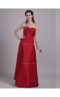 Red Sweetheart Floor-length Empire Satin A-line Bridesmaid Dress