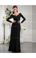 Black V-neck Floor-length Column / Sheath Natural Chiffon Bridesmaid Dress