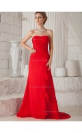 Red Sweetheart Natural Sweep Chiffon A-line Bridesmaid Dress