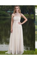 ivory Empire Sweep Strapless A-line Chiffon Bridesmaid Dress
