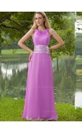 Lilac Floor-length Chiffon Empire A-line Scoop Bridesmaid Dress