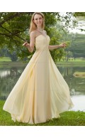 Champagne A-line Chiffon Floor-length Sweetheart Empire Bridesmaid Dress