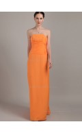 Orange Floor-length Empire Chiffon Column / Sheath Strapless Bridesmaid Dress