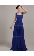 Royal Blue Bateau A-line Empire Chiffon Floor-length Bridesmaid Dress