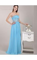 Blue Empire A-line Floor-length Chiffon Strapless Bridesmaid Dress