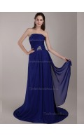 Royal Blue A-line Chiffon Empire Strapless Sweep Bridesmaid Dress