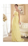 Daffodil Sweep Chiffon One Shoulder A-line Empire Bridesmaid Dress