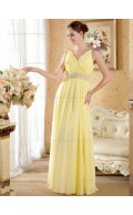 Daffodil Floor-length Chiffon A-line Empire V-neck Bridesmaid Dress