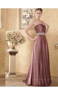 Brown Floor-length Satin One Shoulder A-line Empire Bridesmaid Dress