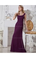 Grape Mermaid Natural One Shoulder Chiffon Floor-length Bridesmaid Dress