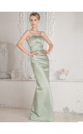 Sage Spaghetti Straps Empire Floor-length Column / Sheath Satin Bridesmaid Dress