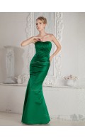 Green Floor-length Mermaid Sweetheart Satin Natural Bridesmaid Dress