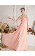 Pink Floor-length Empire Strapless A-line Chiffon Bridesmaid Dress