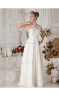 White Floor-length Chiffon A-line One Shoulder Natural Bridesmaid Dress