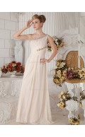 Pearl Pink Floor-length A-line One Shoulder Chiffon Natural Bridesmaid Dress