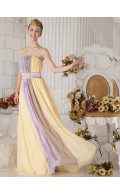 Strapless Floor-length A-line Chiffon Empire Bridesmaid Dress