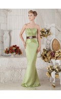 Sage Empire Column / Sheath Floor-length Sweetheart Satin Bridesmaid Dress