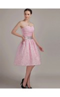 Pink A-line Sweetheart Knee-length Empire Bridesmaid Dress