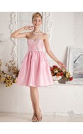 Pink Sweetheart Empire A-line Satin Knee-length Bridesmaid Dress