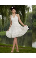 ivory A-line Empire Knee-length V-neck Chiffon Bridesmaid Dress