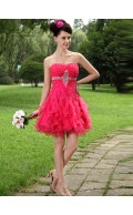 Watermelon Empire Sweetheart A-line Organza Short-length Bridesmaid Dress